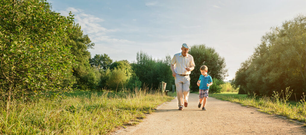 Healthy child and grandparent